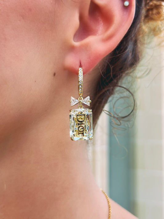 Crystal Bow Drop – Statement Earring