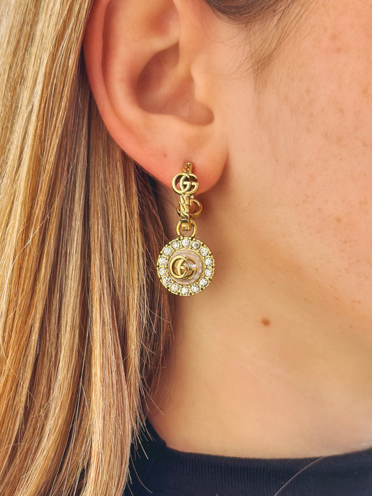 Crystal Link Medallion – Drop Earring